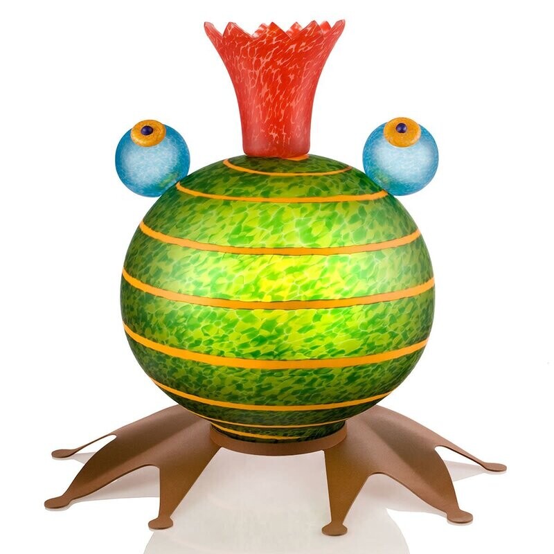 "Froggy" GARDEN GLASS LIGHT SCULPTURE, green