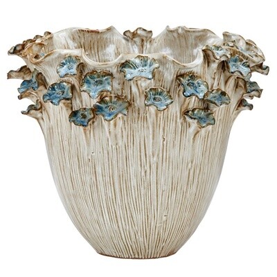 BLUE LILY FLOWERS DESIGN CERAMIC VASE