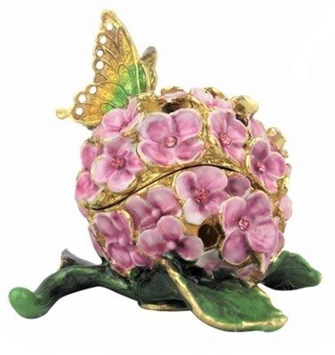 HYDRANGEA TRINKET BOX WITH BUTTERFLY - PINK