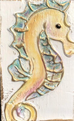 4&quot; X 5&quot; SEAHORSE HANDMADE PAINTED - TROPICAL BRIGHT