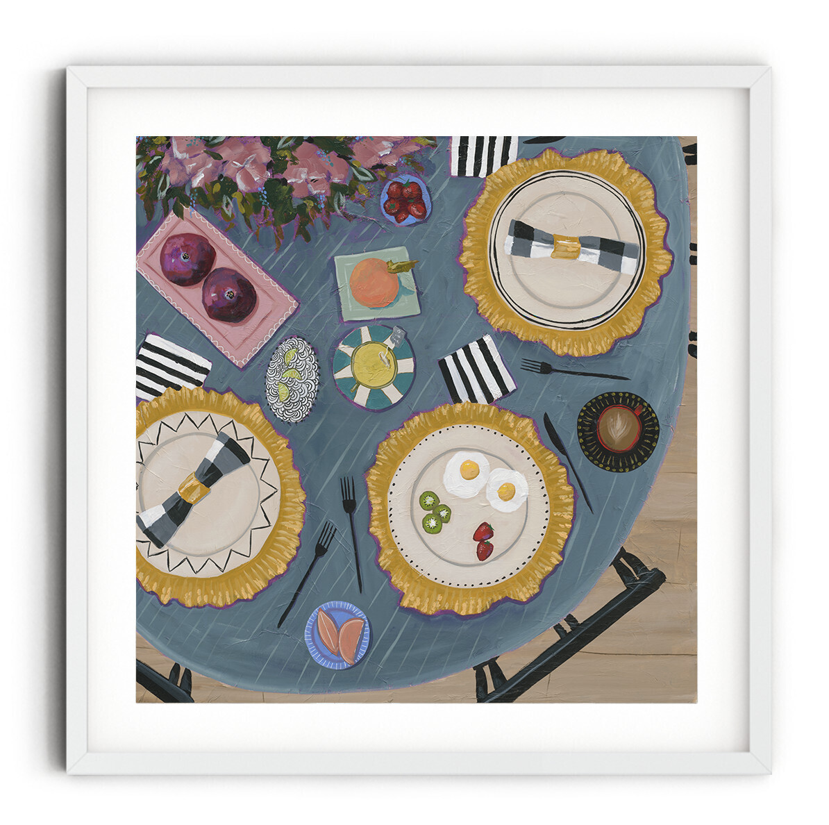 BREAKFAST AT 9 - BLUE 8X8 PAPER PRINT UNFRAMED