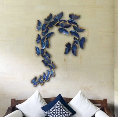 BLUE MORPHO BUTTERFLY S FLIGHT METAL WALL SCULPTURE