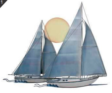 SUNSET SAIL (TWO SAILBOATS) METAL WALL SCULPTURE