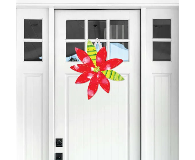 Door Decor Holly Jolly Poinsettias
