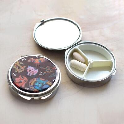 TRINKET / PILL BOX W MIRROR -  DOG PARK