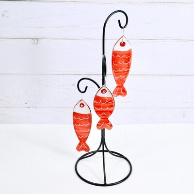 LARGE - RED TUSCAN CERAMIC FISH WALL PLAQUE OR HANGING ORNAMENT