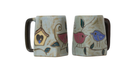 MARA STONEWARE SQUARE MUG - BIRDS