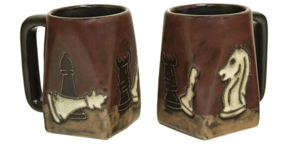 MARA STONEWARE SQUARE MUG - CHESS PIECES