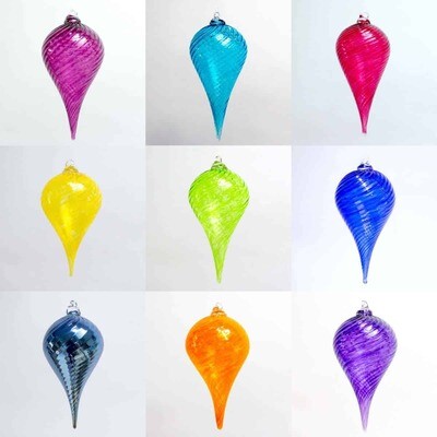 TWISTED OPTIC BLOWN GLASS ORNAMENT FINIAL