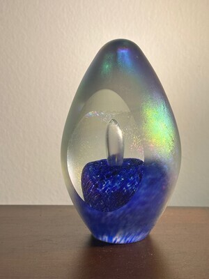 Iridescent Egg Paperweight (EGG MED FACETED)