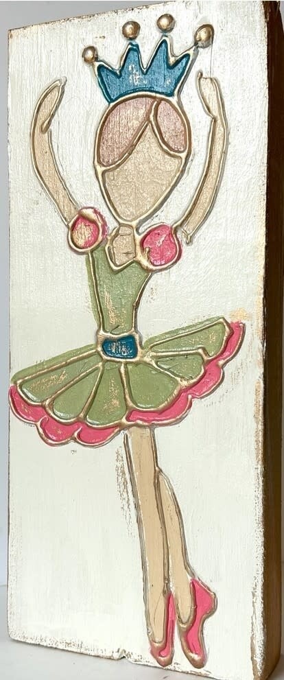 5&quot; X 12&quot; TALL NUTCRACKER BALLERINA - SCANDANAVIAN ON CREAM