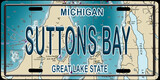 WOOD MAP ORNAMENT - LICENSE PLATE SUTTONS BAY