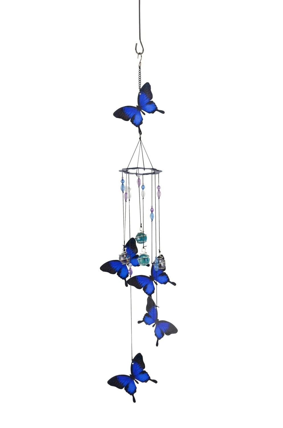 11046 BLUE BUTTERFLY SPIRAL WIND CHIME