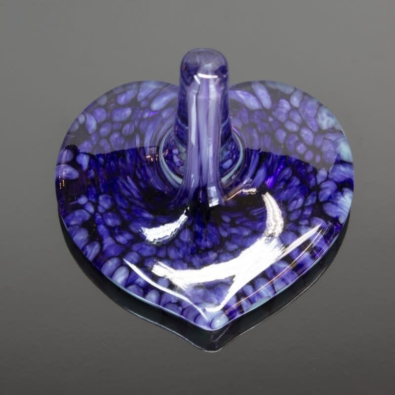 HAND BLOWN GLASS HEART SHAPE RINGHOLDER - AMETHYST