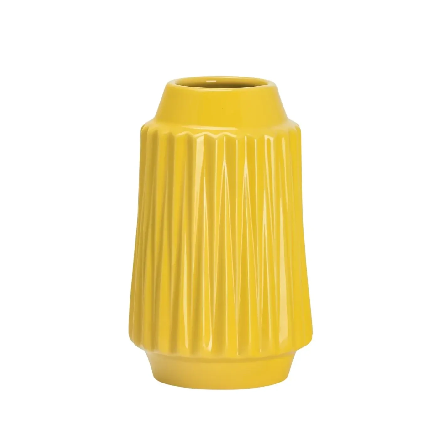 Ella Faceted Ceramic 9&quot;H Vase - Yellow