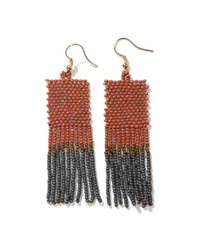 COLOR BLOCK FRINGE RUST
