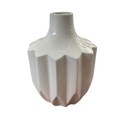 ABSTRACT 9&quot; WHITE VASE