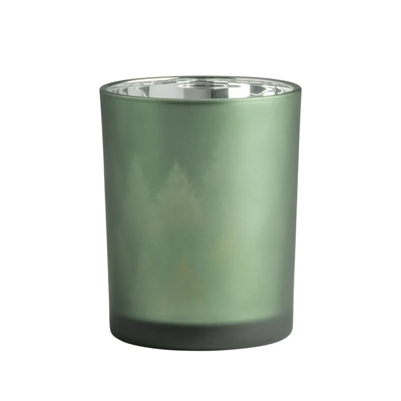 Evergreen Forest Frosted Mirror 4x5&quot; Glass Hurricane Vase