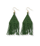 Lexie Solid Beaded Fringe Earrings Emerald Green