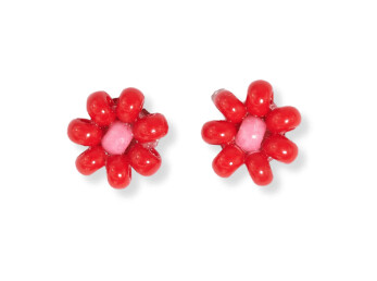 FLOWER POST TOMATO RED EARRINGS