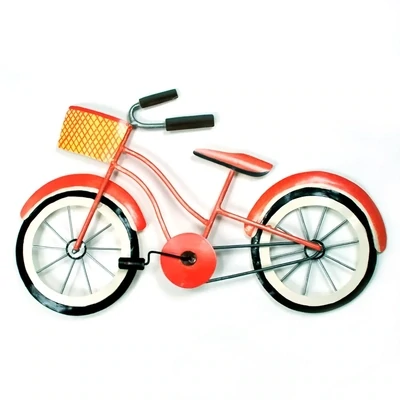 BEACH BIKE SINGLE (ORANGE) METAL WALL SCULPTURE