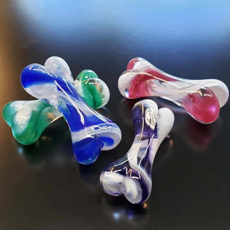 HAND SCULPTED GLASS DOG BONE