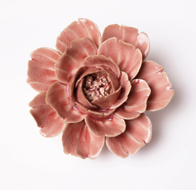 CORAL - CERAMIC WALL FLOWER  - MEDIUM ROSE PINK DAWN