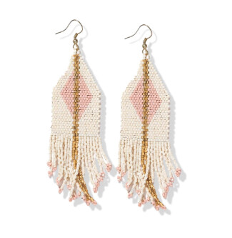 LUCY DIAMOND W/ STRIPE FRINGE BLUSH EARRINGS