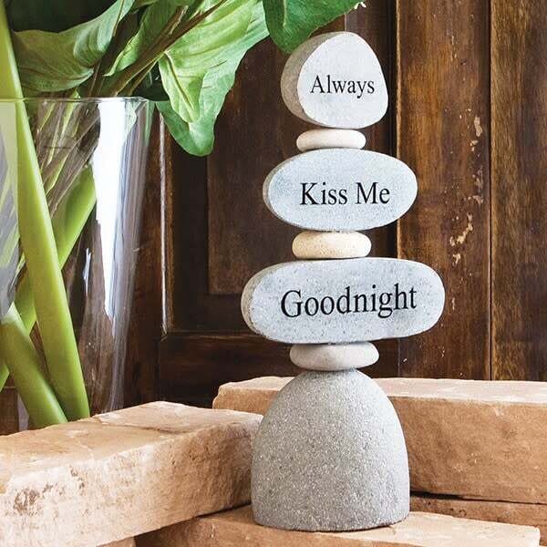 21519 STACKED ROCK SCULPTURE ALWAYS KISS ME GOODNIGHT