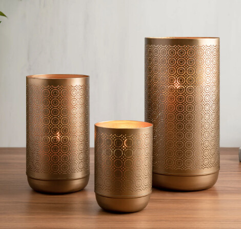 KASBAH METAL HURRICANE CANDLE HOLDER - SMALL (6&quot;)