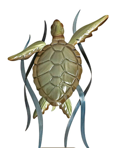 TURTLE AND SEAGRASS METAL WALL SCULPTURE