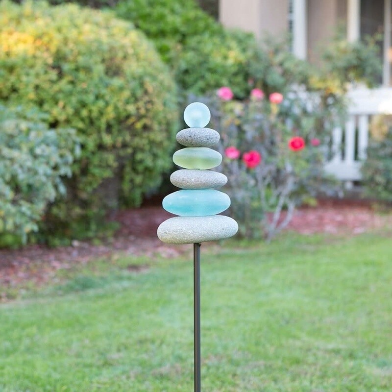 Glass Cairn Garden Stake