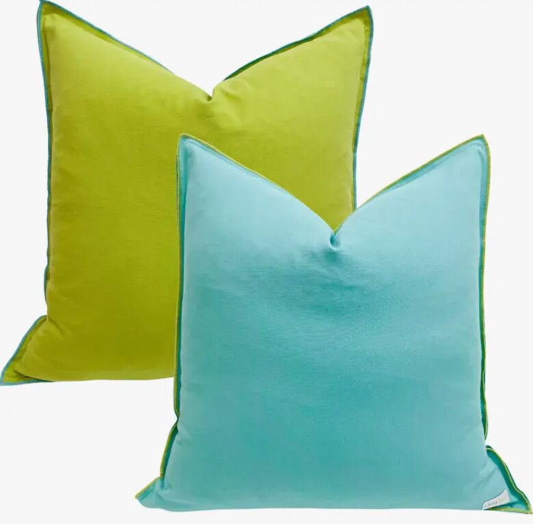 BLUE/GREEN TWO TONE 22X22 THROW PILLOW
