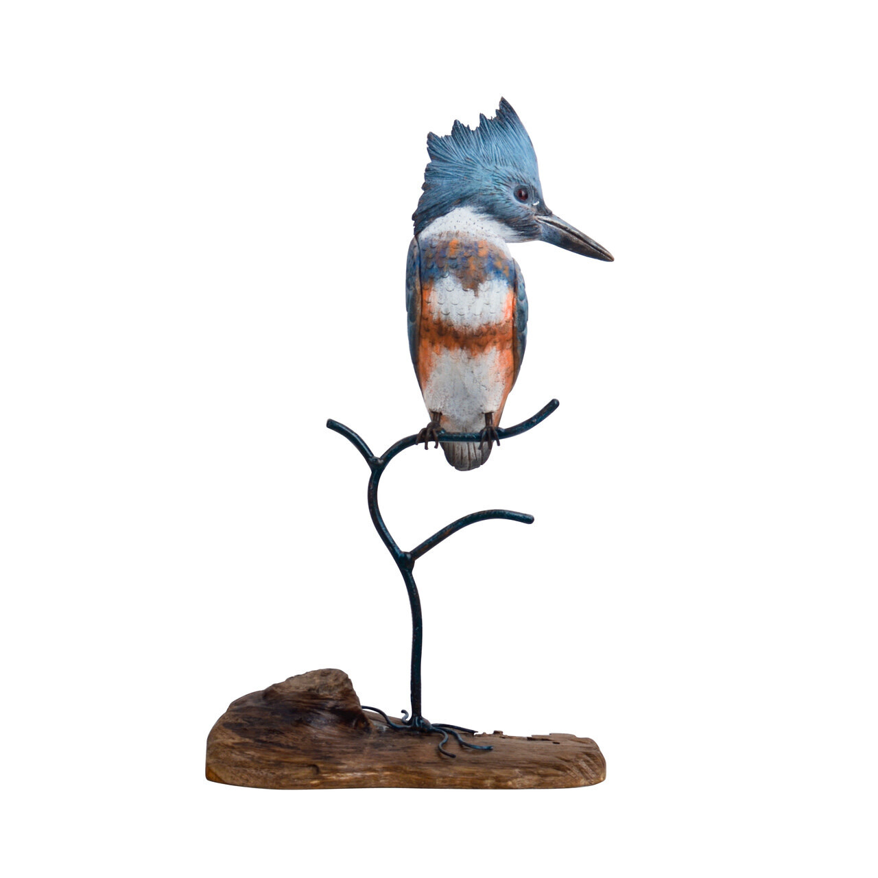 CW635 KINGFISHER HAND CARVED TABLETOP SCULPTURE