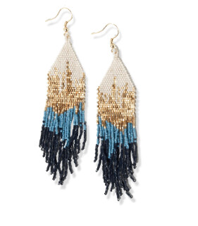 CLAIRE OMBRE FRINGED BLUE EARRINGS