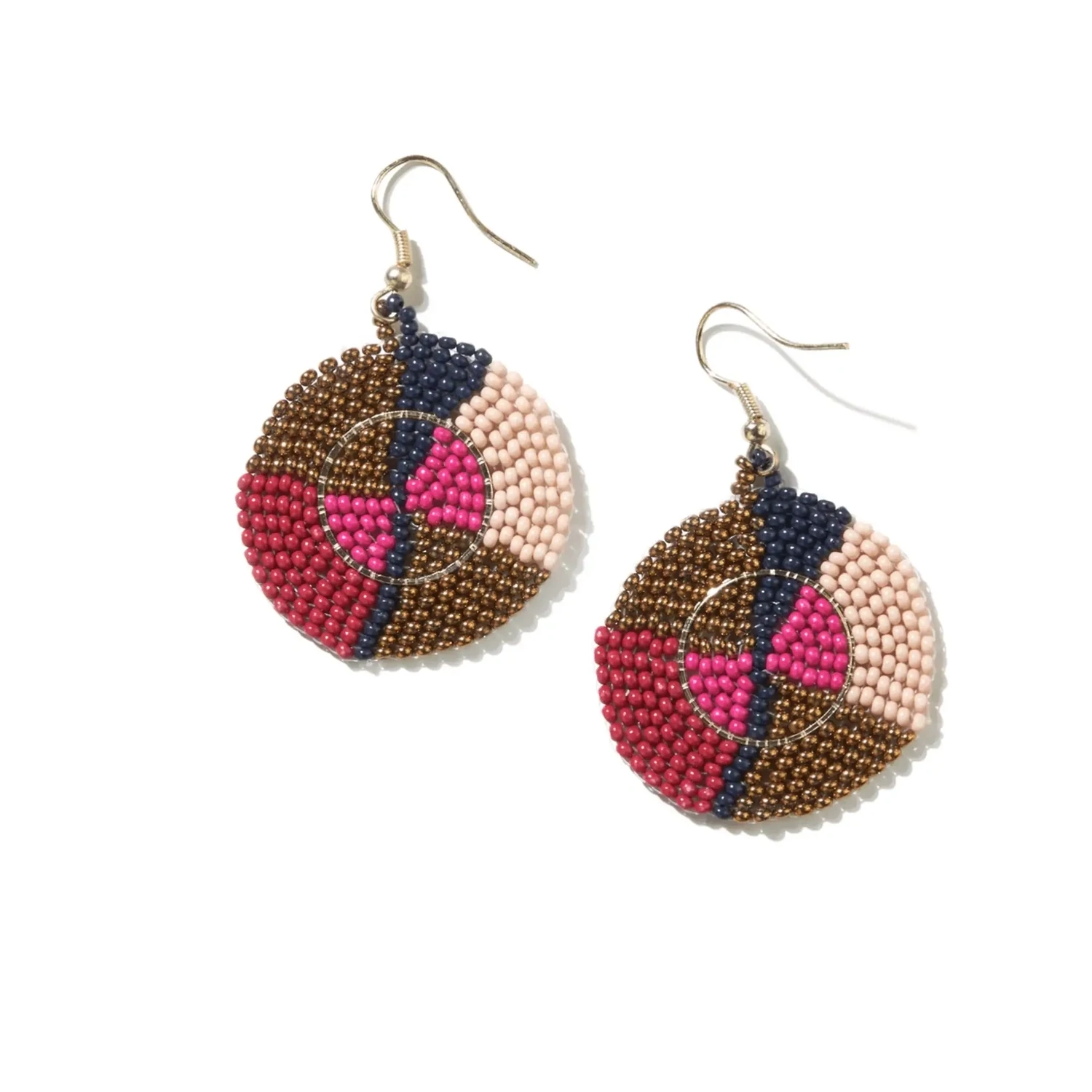 EARRING CIRCLE RED/PINK/GOLD