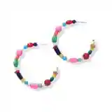 HOOP EARRING RAINBOW GLASS BEAD