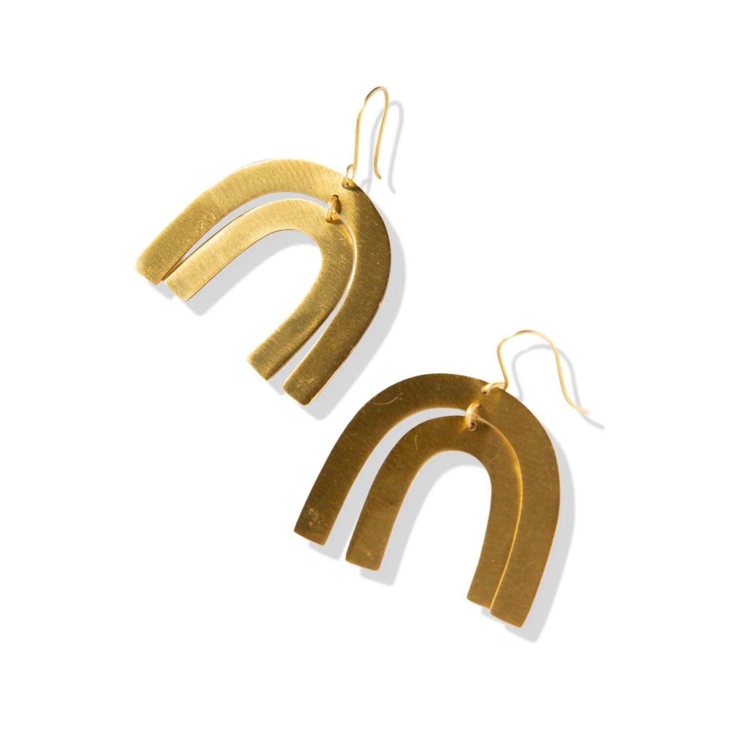 EARRING MATTE BRASS RAINBOW