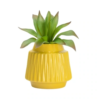 Ella Faceted Ceramic 6&quot;H Vase - Yellow