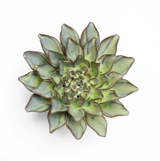 CORAL - CERAMIC FLOWER WALL ART - GREEN 8 DAWN