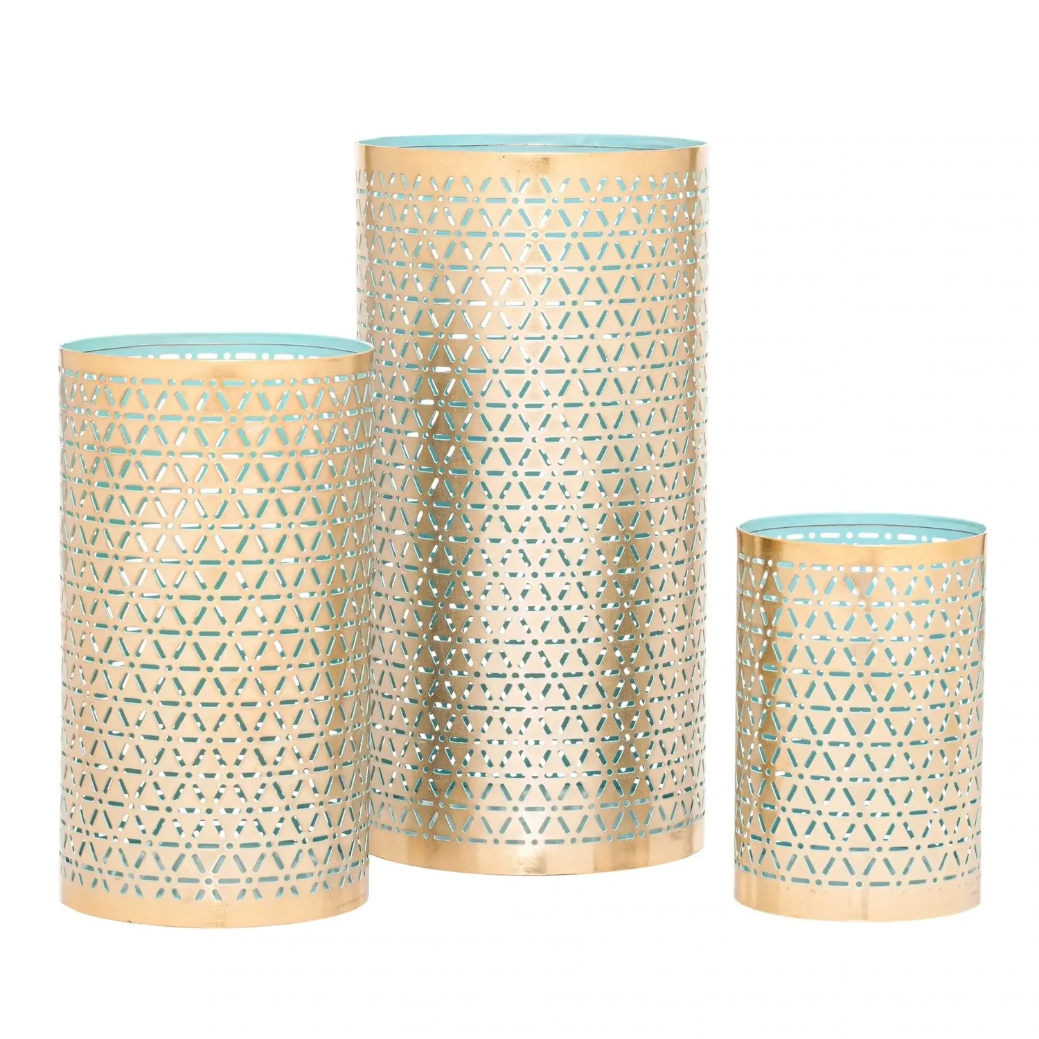 PINWHEEL GOLDEN TEAL HURRICANE CANDLE HOLDER - LARGE (12&quot;)