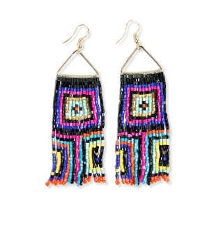 BROOKE SQUARES NEON BLACK EARRINGS