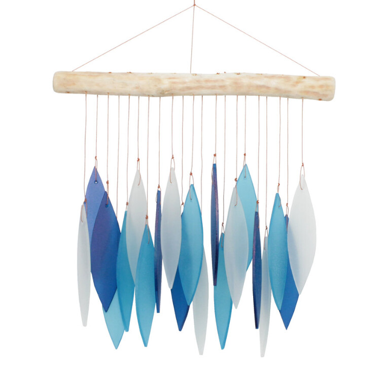 LEAF GLASS WIND CHIME - BLUE VARIETY