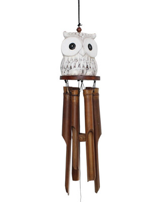 MEDIUM OOGLE OWL BAMBOO WIND CHIME