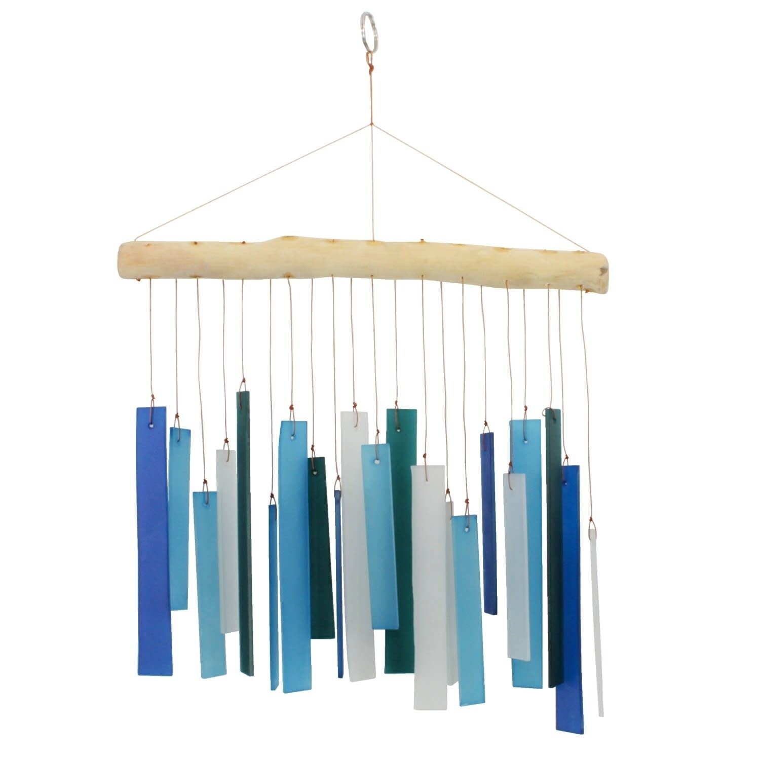 878-B RECTANGLES GLASS WIND CHIME - BLUE VARIETY