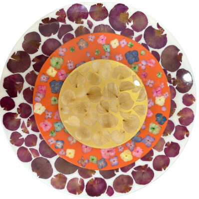 Hand Pressed Flowers Lazy Susan - Medium 15&quot;