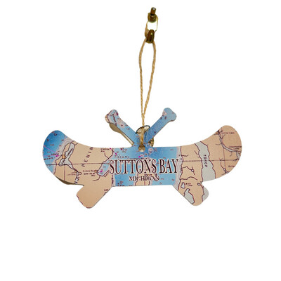 WOOD MAP ORNAMENT - CANOE SUTTONS BAY