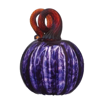 6&quot; ROUND HAND-BLOWN GLASS PUMPKIN