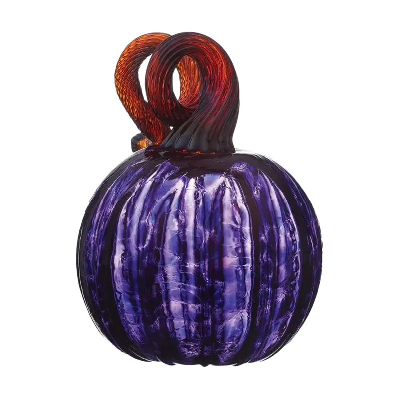 6&quot; ROUND HAND-BLOWN GLASS PUMPKIN