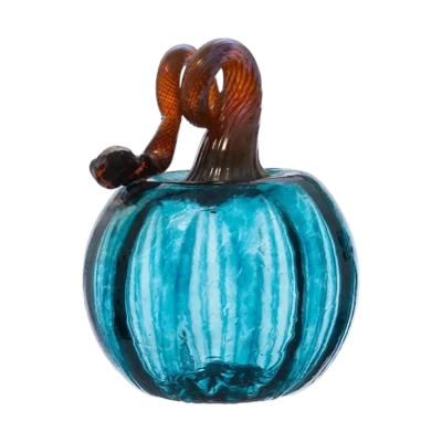 6" ROUND HAND-BLOWN GLASS PUMPKIN